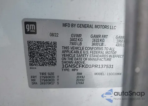 2023 Chevrolet Suburban 2Wd Premier from USA, damaged, VIN 1GNSCFKD1PR137531